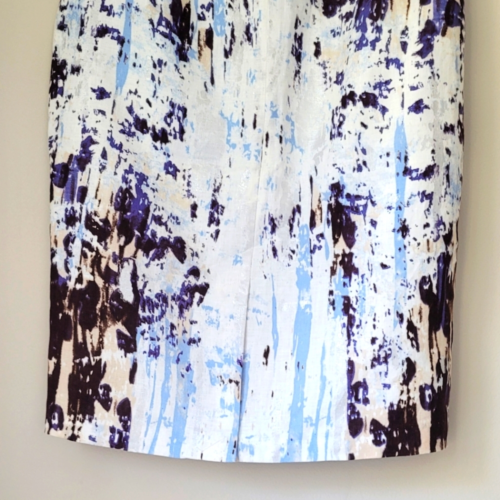 NWOT 100% Linen Kenar Midi Abstract Print Pencil Skirt, Lined, Size 6 - Picture 7 of 9